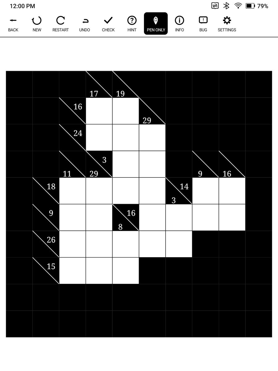 Pen Arcade — Kakuro on an e-ink tablet